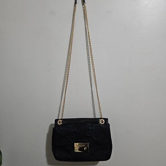 NWT MICHAEL KORS GENUINE LEATHER SLOAN GOLD CHAIN STRAP CONVERTIBLE BAG MEDIUM - Picture 3 of 16
